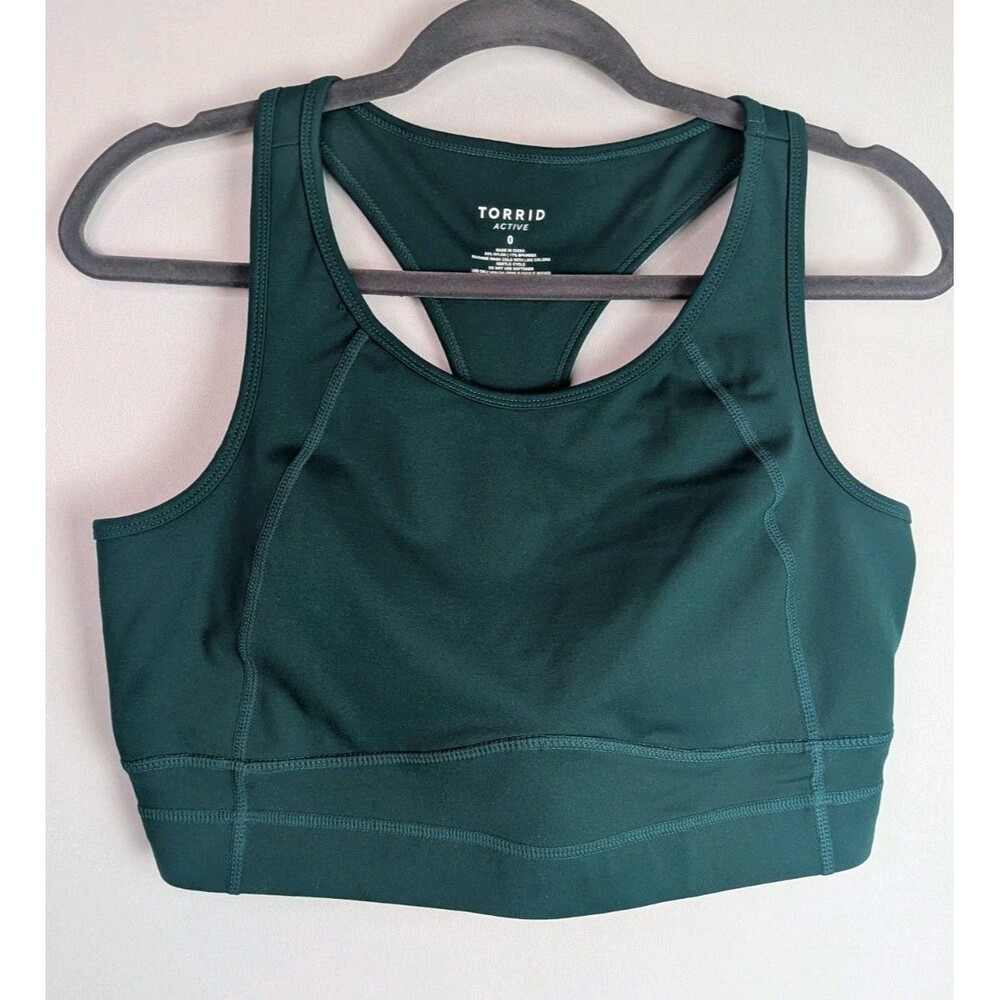 Torrid Sports Bra Size 0 TRU Low-Impact Green Wirefree Active Wear Racer Back